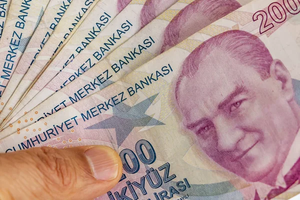 关闭200土耳其里拉钞票流通 — 图库照片