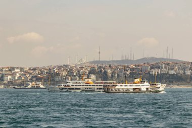 sarayburnu,istanbul,türkiye-mart 23,2019. cityscape ve şehir hatları feribot ile İstanbul sarayburnu görünümü.