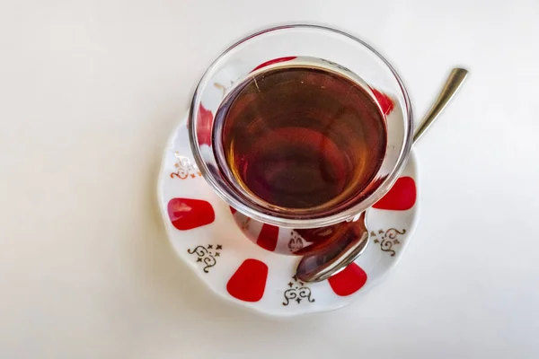 Traditional Turkish Drink Turkish Tea Glass Cup — Stock Photo, Image