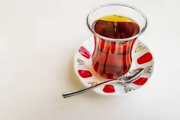 Traditional Turkish Drink Turkish Tea Glass Cup — Stock Photo, Image