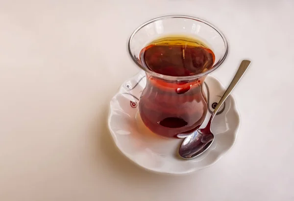 Traditional Turkish Drink Turkish Tea Glass Cup — Stock Photo, Image