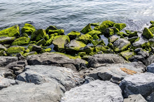 Kliffen Buurt Van Zee Strand Golven — Stockfoto