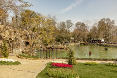 emirgan,istanbul,türkiye-6 Nisan 2019. Emirgan Parkı, Emirgan'da bulunan tarihi bir şehir parkıdır. Emirgan Parkı'nda Uluslararası İstanbul Lale Festivali ve Genel Görünüm .