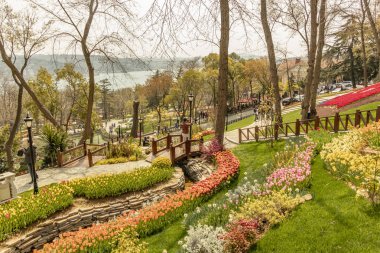 emirgan,istanbul,türkiye-6 Nisan 2019. Emirgan Parkı, Emirgan'da bulunan tarihi bir şehir parkıdır. Emirgan Parkı'nda Uluslararası İstanbul Lale Festivali ve Genel Görünüm .