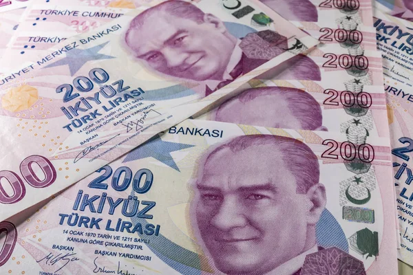 Cierra Doscientas Liras Turcas Billete Más Grande Economía Turca —  Fotos de Stock
