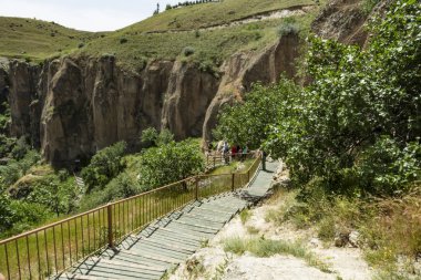 Ihlara,Aksaray,Türkiye-30 Mayıs 2019.Ihlara Vadisi (Peristrema Manastırı) veya Ihlara Geçidi, Türkiye'nin yürüyüş gezileri için en ünlü vadisidir. Ihlara Vadisi'nden yeşil doğa manzarası