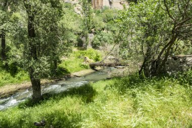 Ihlara,Aksaray,Türkiye-30 Mayıs 2019.Ihlara Vadisi (Peristrema Manastırı) veya Ihlara Geçidi, Türkiye'nin yürüyüş gezileri için en ünlü vadisidir. Ihlara Vadisi'nden yeşil doğa manzarası