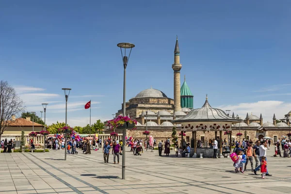 Konya Turkey June 2019 Mevlana Museum Known Green Mausoleum Green — Stock Photo, Image