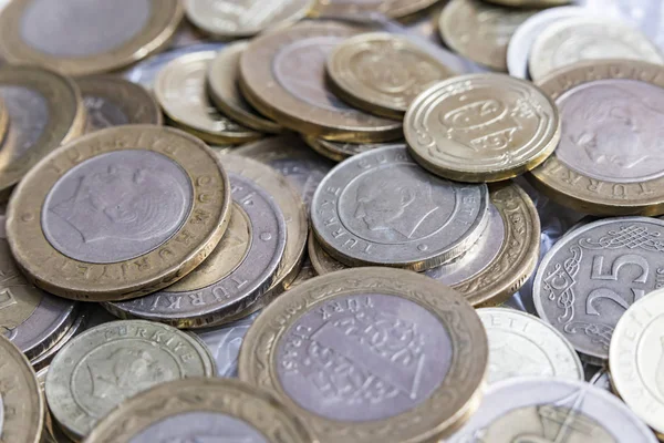 close up turkish metal coins