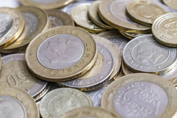 close up turkish metal coins