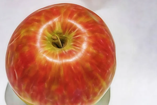 close up red apple on white background