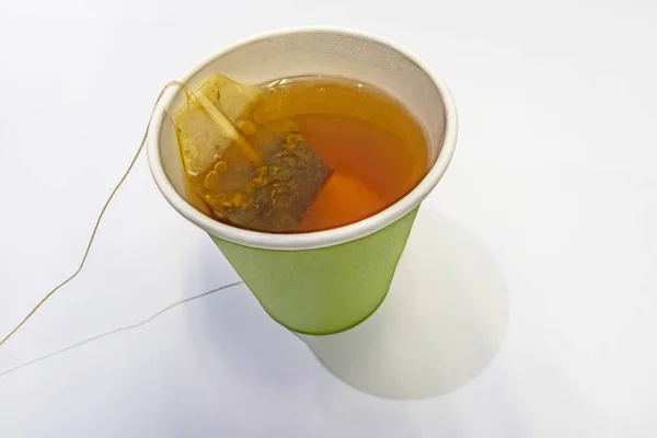 Közelről Teafiltert Papír Csésze — Stock Fotó