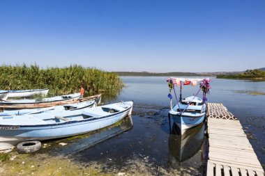 golyazi,bursa,türkiye-12 Ağustos 2019. Bursa'da Uluabat gölü kıyısındaki Gölyazı köyü. Gölyazı'dan Manzara