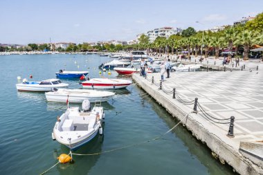 silivri,İstanbul,14 Ağustos 2019.Silivri (eski Selymbria) Türkiye'de Marmara Denizi kıyısında İstanbul ilinin bir ilçesi ve ilçesidir. deniz kenarı ve tekneler ile silivri cityscape.