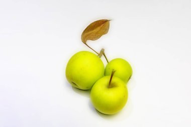 beyaz arka planda yeşil elma yakın.
