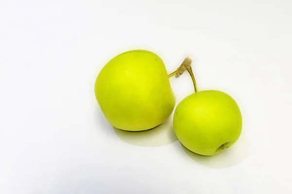 close up green apples on white background.