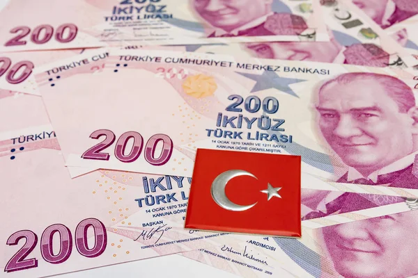 Highest Money Denominations Republic Turkey Close Two Hundred Turkish Lira — Stock Photo, Image