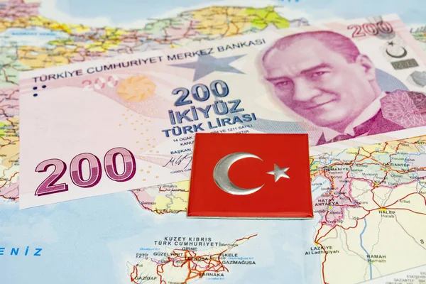 Highest Money Denominations Republic Turkey Close Two Hundred Turkish Lira — Stock Photo, Image