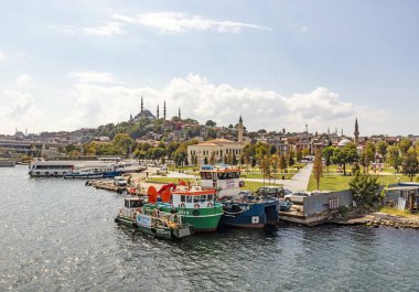 istanbul,türkiye-08 Eylül 2019.istanbul,eski şehir genel şehir manzaralı Asya ve Avrupa kıtasının ortasında rüya şehir