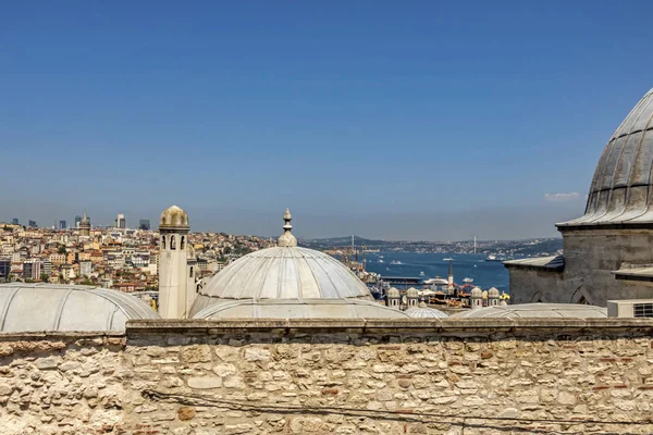 Stambuł Indyk Sierpień 2019 Widok Miasto Stambuł Ogrodu Meczetu Suleymaniye — Zdjęcie stockowe