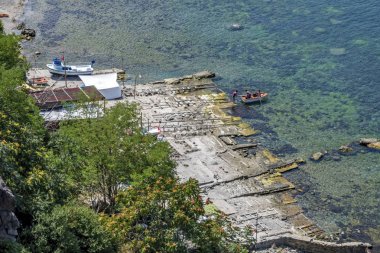 Anadolufeneri, İstanbul, Hindi-Ağustos 2019. Anadolufeneri Karadeniz ve Boğaz kavşağında. peyzaj ve genel manzara anadolufeneri 'den.