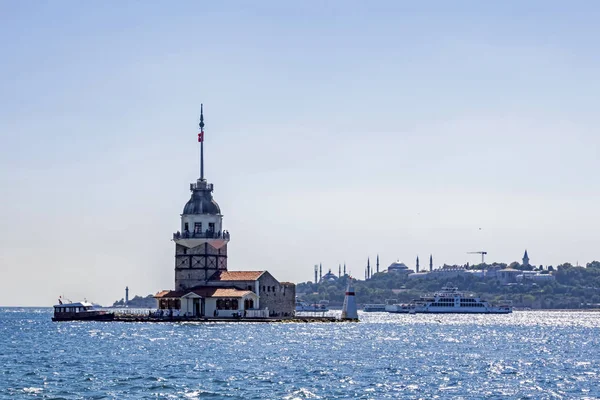 Uskudar Istanbul Kalkon Augusti 2019 Stadsutsikt Från Uskudar Med Jungfrutorn — Stockfoto