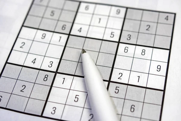 Närbild Hjärnan Spelet Sudoku — Stockfoto