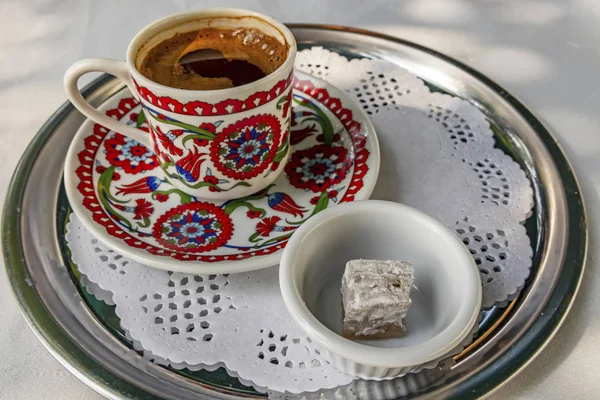 Kopi Turkish Tradisional Cupwith Turkish Menyenangkan — Stok Foto