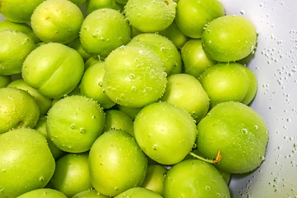 Washed Green Plums Water Stock Picture