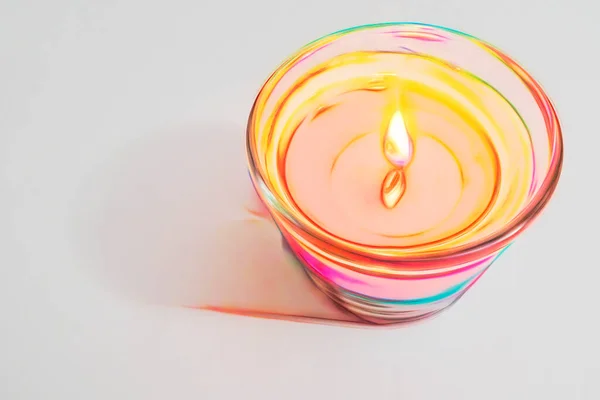 Brennende Kerze Auf Weißem Hintergrund — Stockfoto