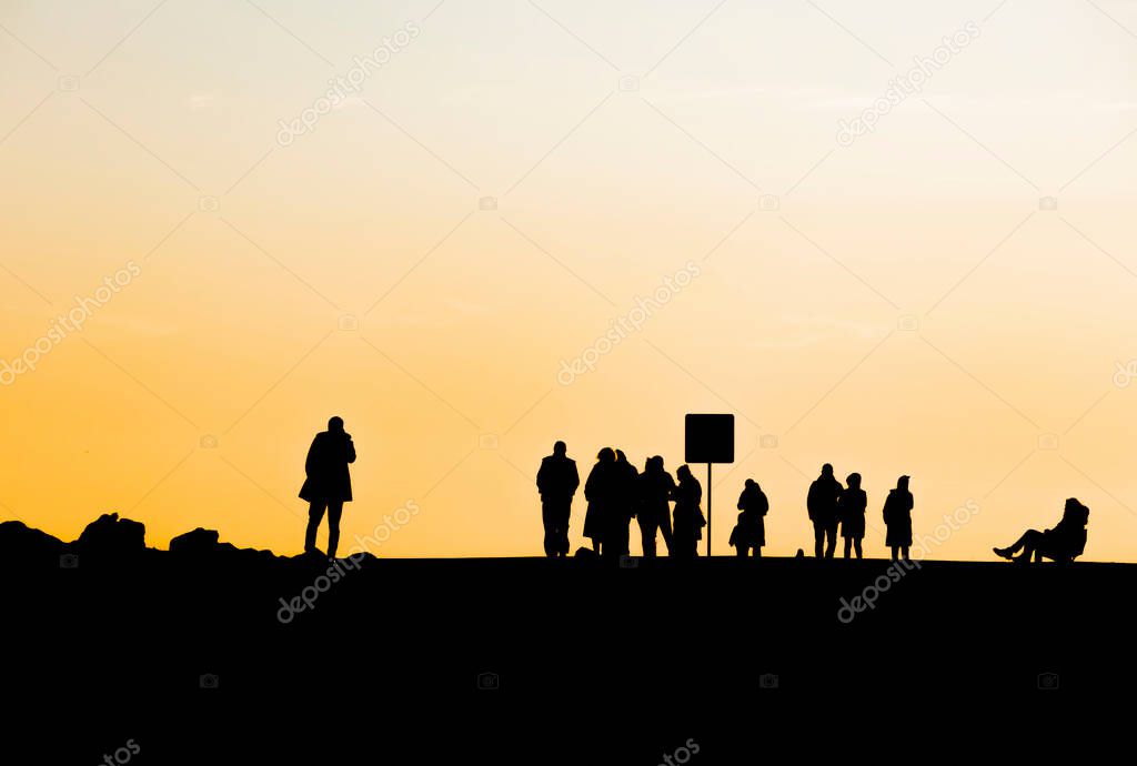 sunset and people in nature