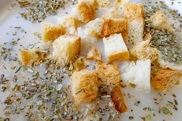 Geleneksel Türk Çorbası Çıtır Ekmek Kekik Yemeye Hazır — Stok fotoğraf