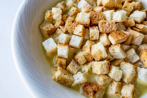 Pronto Para Comer Sopa Turca Tradicional Com Pão Crocante — Fotografia de Stock