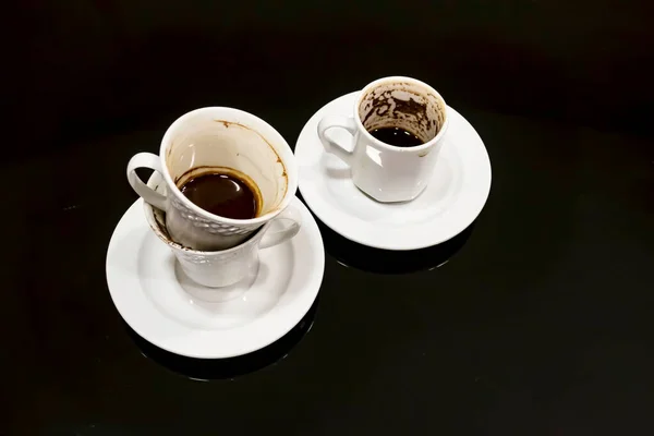 Tazas Café Turco Sobre Fondo Negro —  Fotos de Stock
