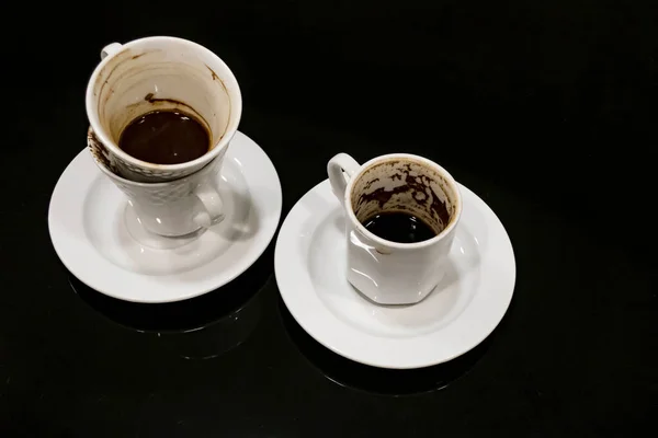 Cups Turkish Coffee Black Background — Stock Photo, Image