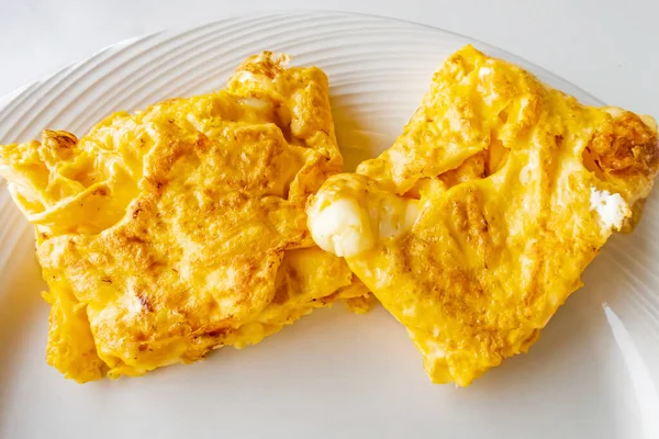 Omelette Fromage Dans Assiette — Photo