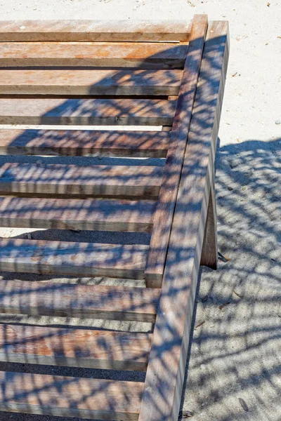 Wooden Sun Lounger Chair Sunbathing Beach — Stock Photo, Image