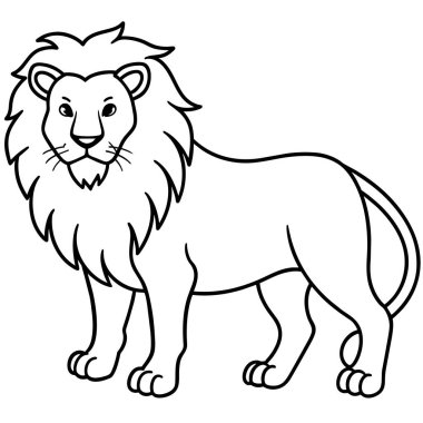 Aslan Siyah ve Beyaz Çizgi Film Çizgi Filmi Renklendirme Kitabı. Aslan Siyah ve Beyaz Vektör ikonu. Grafik ve web tasarımı için görüntü izole edildi.