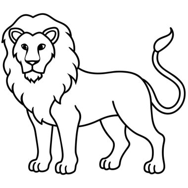 Aslan Siyah ve Beyaz Çizgi Film Çizgi Filmi Renklendirme Kitabı. Aslan Siyah ve Beyaz Vektör ikonu. Grafik ve web tasarımı için görüntü izole edildi.