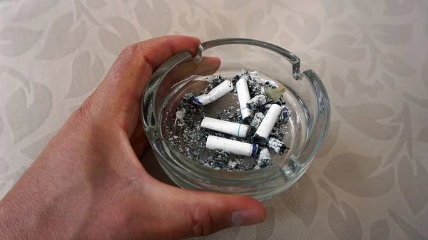 Hay Docenas Colillas Cigarrillos Cenicero —  Fotos de Stock