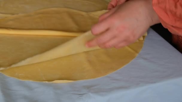 Pâte Pâtisserie Pétri Avec Des Œufs Pâte Roulée Avec Pâtisserie — Video