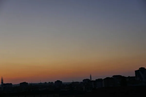 Uma Cidade Nascer Sol Pela Manhã Hora Manhã Nascer Sol — Fotografia de Stock