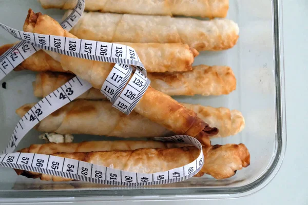 Eating Fatty Flour Products Causes Weight Gain Harmful Health — Stock Photo, Image