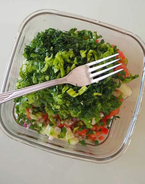 Consumir Salada Para Dieta Estilo Vida Saudável Salada Para Perder — Fotografia de Stock