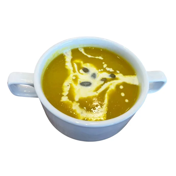 Beyaz arkaplanda Kabak Çorbası-