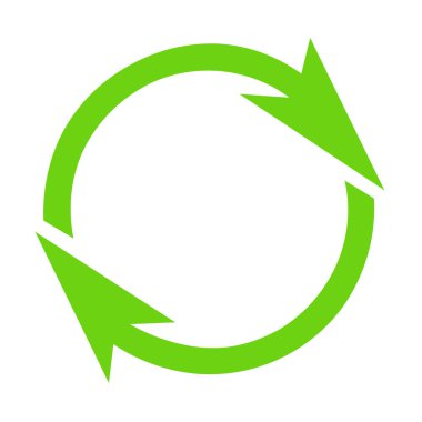 Beyaz arkaplanda dairesel yeşil ok