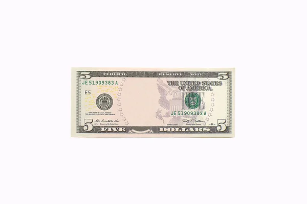Five Dollar Bill Abraham Lincoln Portrait Removed — Stock Photo, Image