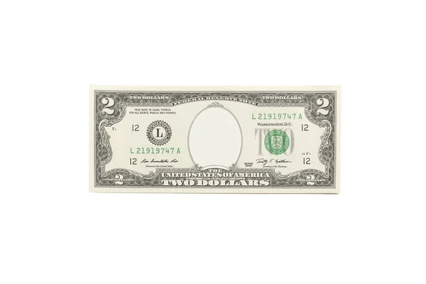 Two Dollar Bill Thomas Jefferson Portrait Removed — Stock Photo, Image