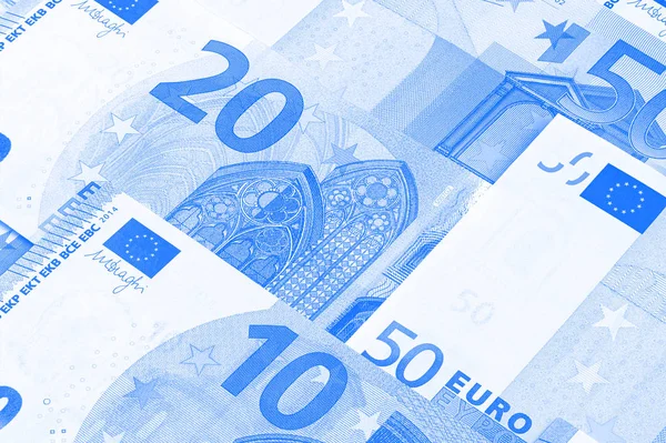 Euro Geld Van Verschillende Denominaties Duotoon Abstracte Achtergrond — Stockfoto