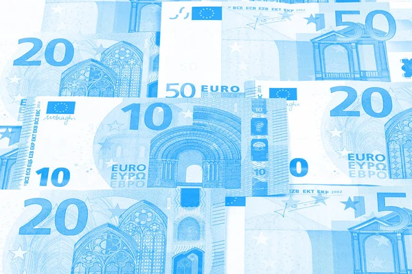 Euro Geld Van Verschillende Denominaties Duotoon Abstracte Achtergrond — Stockfoto